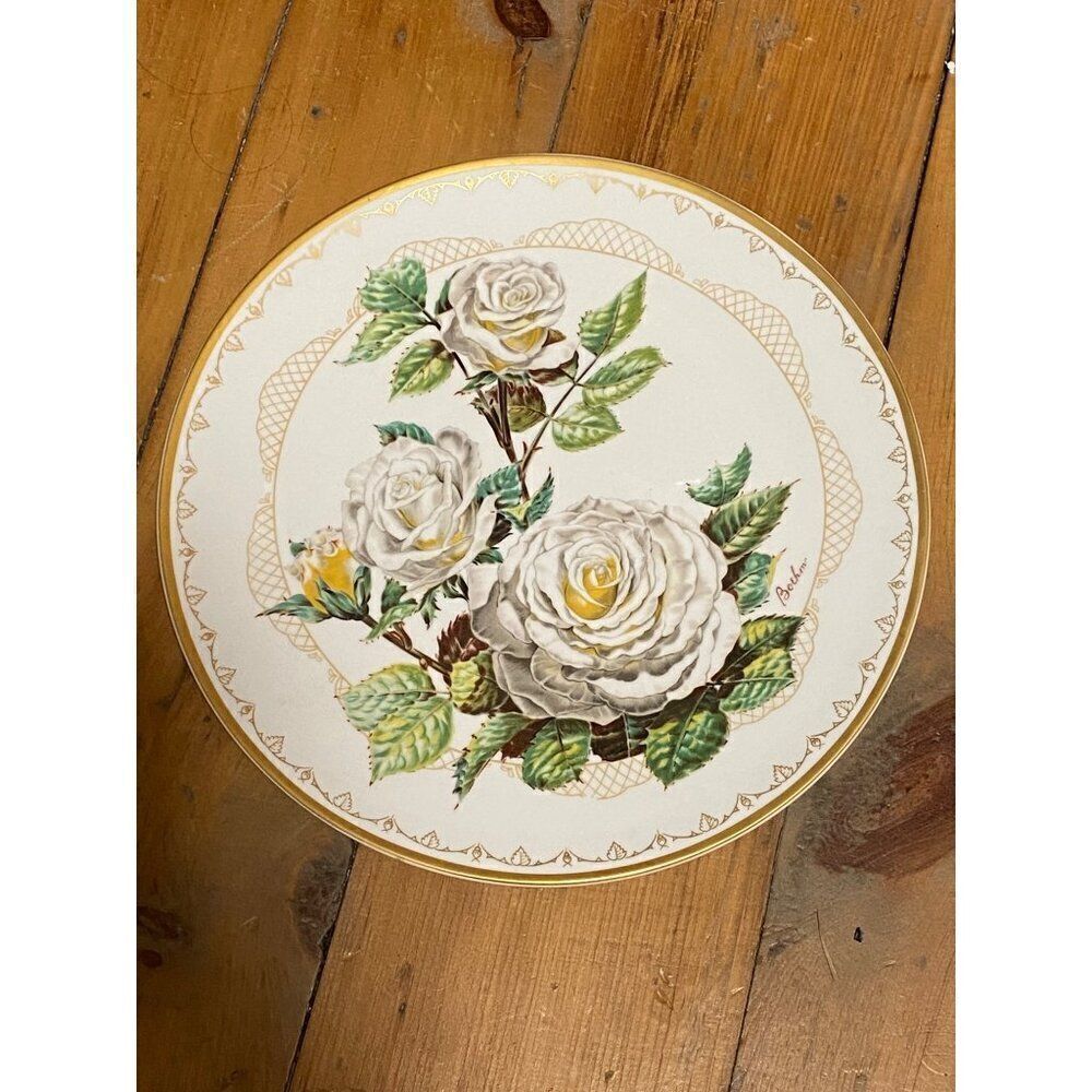 The Edward Marshall Boehm Roses of Excellence Collection White Lightning Plate 1